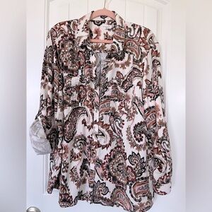 Westbound 3X Tencel button down paisley print blouse. GORGEOUS colors very soft